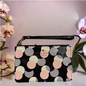 Kate Spade Black and Pink Polka Dot Wristlet
